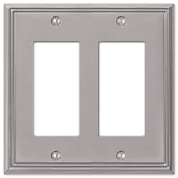 Amerelle Metro Brushed Nickel 2 gang Die-Cast Metal Decorator Wall Plate 1 pk