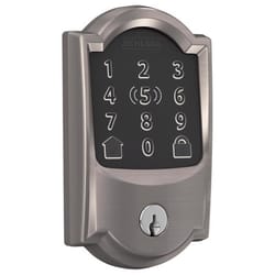 Schlage Encode Plus Satin Nickel Metal WiFi Deadbolt with Camelot Trim