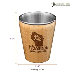 Totally Bamboo 2 oz Brown/Silver Stainless Steel/Wood Wisconsin Shot Glass