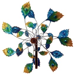 Summerfield Terrace Multicolored Metal 75 in. H Peacock Feathers Windmill