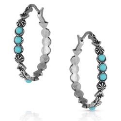 Montana Silversmiths Women's Round N Round Hoop Hoop Silver/Turquoise Earrings Brass Water Resistant