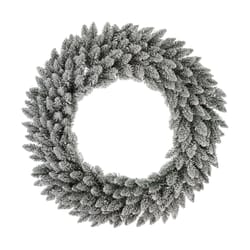 Glitzhome 36 in. D Prelit Warm White Artificial Snow Flocked Wreath