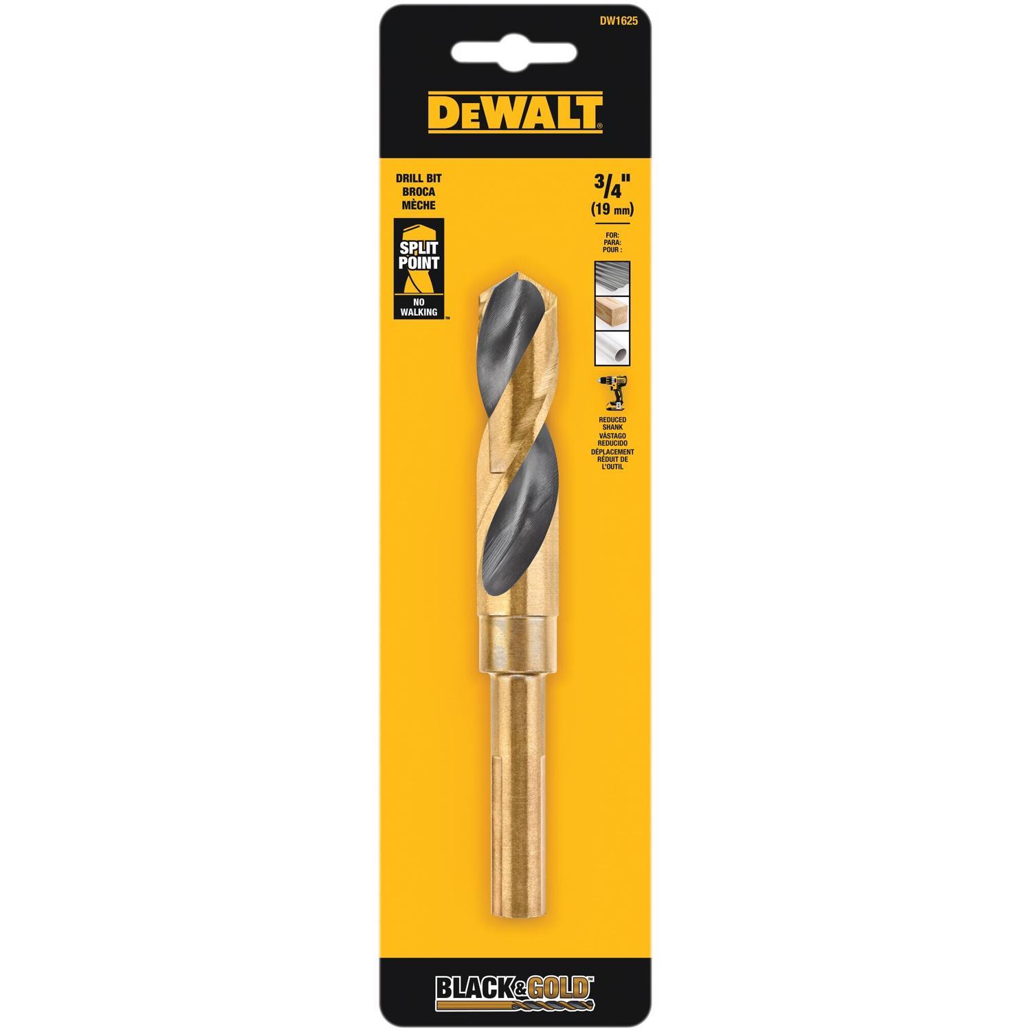 Photos - Drill Bit DeWALT Black & Gold 3/4 in. X 6 in. L High Speed Steel Split Point Twist  Straight Shank 1 DW1625 