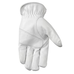 Wells Lamont M Goatskin Leather Driver Pearl Gray Gloves
