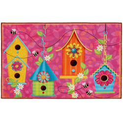 Olivia's Home 22 in. W X 32 in. L Multi-Color Birdhouse Village Polyester Accent Rug