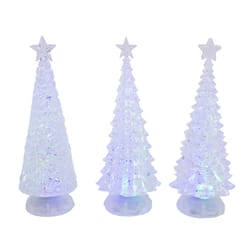 Gerson Clear Lighted Spinning Water Globe Trees Table Decor 13 in.