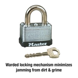 Master Lock 1-1/2 in. W Laminated Steel Warded Locking Warded Padlock