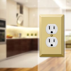 Amerelle Century Polished Brass Brass 1 gang Stamped Steel Duplex Outlet Wall Plate 1 pk