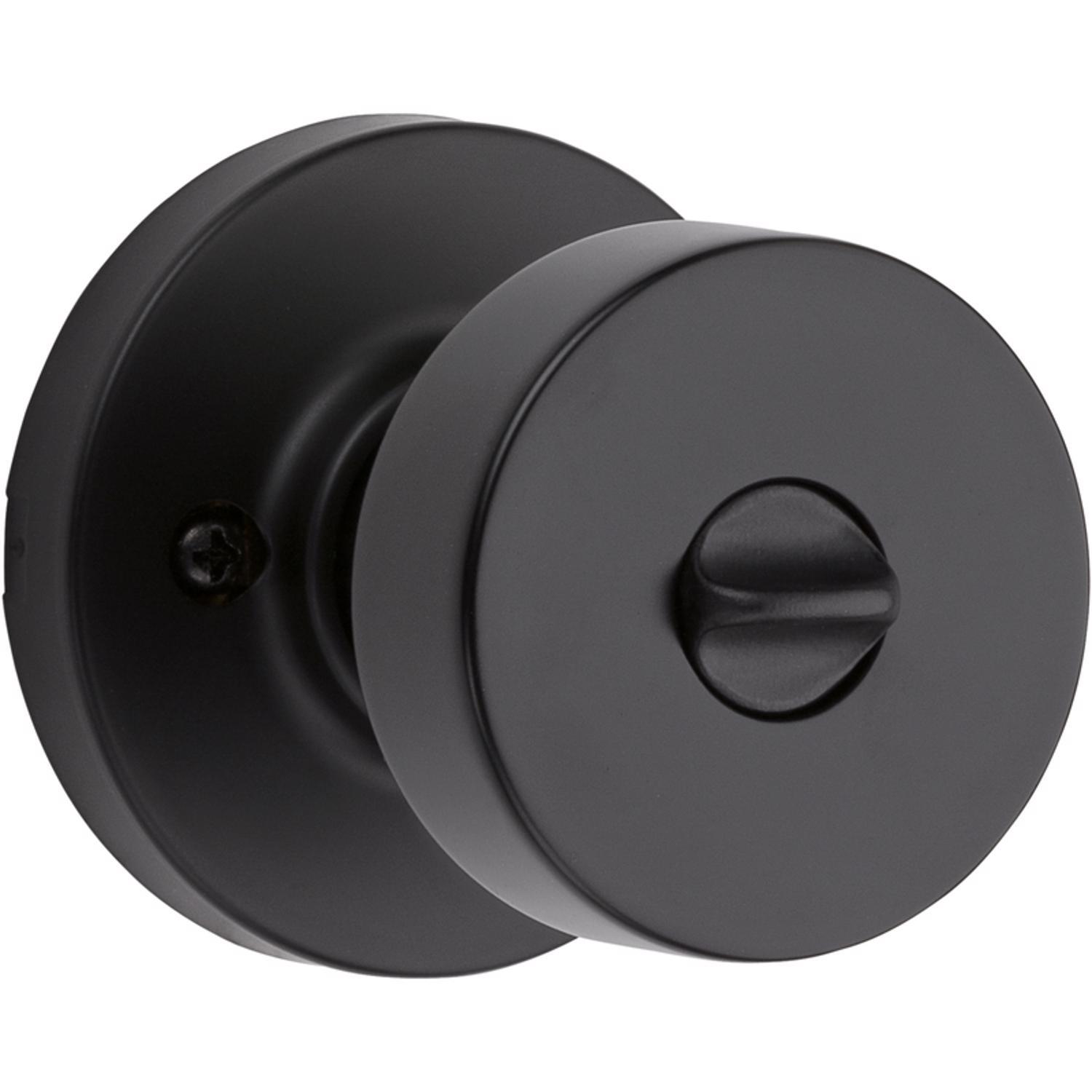 kwikset signature series pismo matte black entry door knob kw1 2-1/4 in.