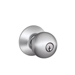 Schlage F Series Orbit Satin Chrome Entry Knobs 1-3/4 in.