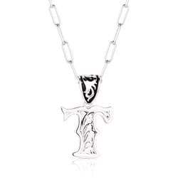 Montana Silversmiths Unisex Western Initial T Black/Silver Necklace