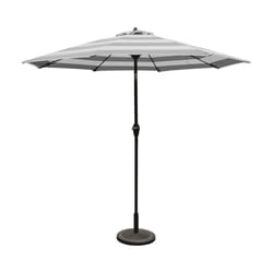 Living Accents 9 ft. Tiltable Gray Stripe Market Umbrella