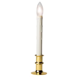 Celestial Lights Brass/White Taper Window Candle
