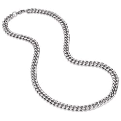 Montana Silversmiths Men's Cuban Link Silver Necklace Stainless Steel One Size Fits Most