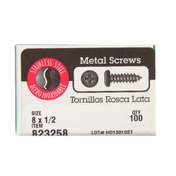 Hillman No. 8 X 1/2 in. L Phillips Pan Head Sheet Metal Screws 100 pk