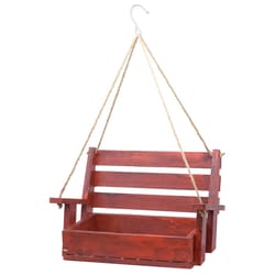 Backyard Essentials Wood Porch Swing Hanging Bird Feeder