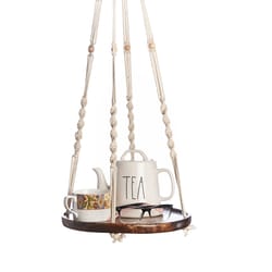 Primitive Planters Brown/Off-White Cotton/Wood 36 in. H Shelf Plant Hanger 1 pk