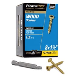 Hillman Power Pro No. 8 X 1-1/2 in. L Star Coarse Exterior Wood Screw 185 pk