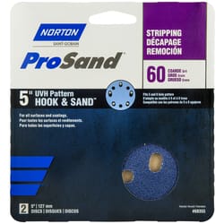 Norton ProSand 5 in. Zirconia Alumina Hook and Loop Sanding Disc 60 Grit Coarse 2 pk