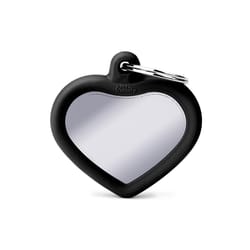 MyFamily Hushtag Black/Chrome Heart Aluminum Dog Pet Tags Medium