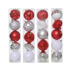 Decoris Red/Silver/White Assorted Shatterproof Ornaments