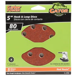 Gator 5 in. Aluminum Oxide Hook and Loop Sanding Disc 80 Grit Medium 5 pk