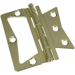 National Hardware 3-1/2 in. L Brass-Plated Surface-Mounted Hinge 2 pk