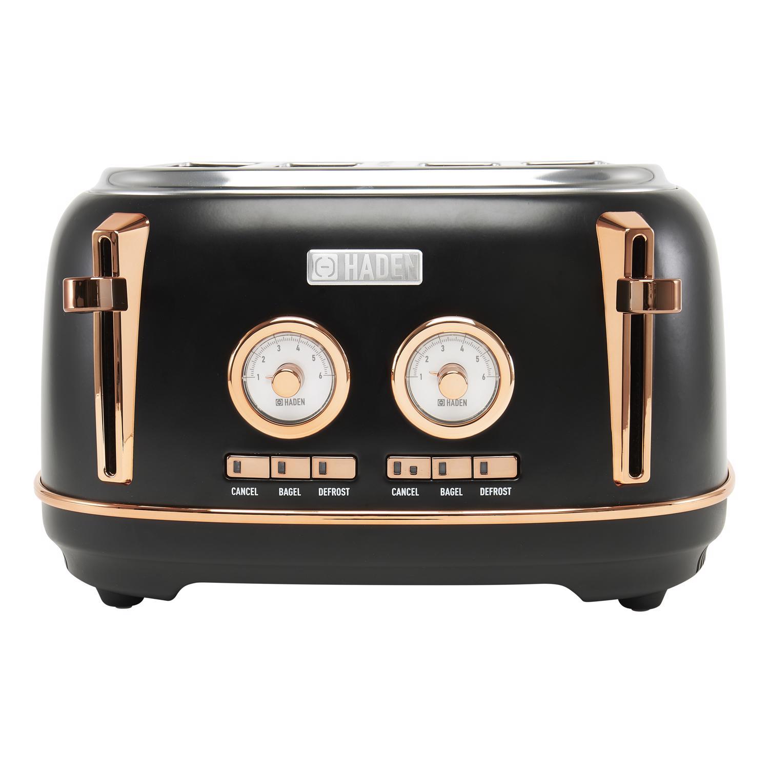 Haden Dorset Stainless Steel Black 4 slot Toaster 7.5 in. H X 12.5 in. W X 11 in. D Uae Electronic uaeelectronic.com