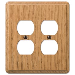 Amerelle Contemporary Light Brown 2 gang Oak Wood Duplex Wall Plate 1 pk