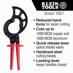 Klein Tools 12.125 in. Ratcheting Cable Cutter Red 1 pk