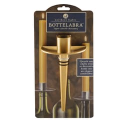 Northern Lights Bottelabra Gold unfragranced Scent Taper Holder Candle