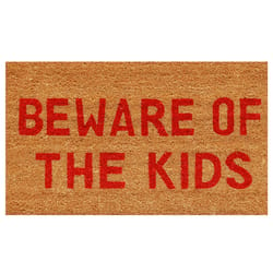 Home & More 1.42 ft. W X 2.42 ft. L Multi-color Beware of the Kids Coir Door Mat