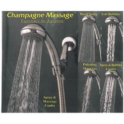 Whedon Champagne Massage Chrome Plastic 5 settings Handheld Showerhead 2.5 gpm