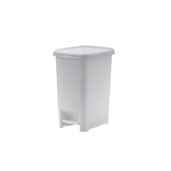 Superio Brand 15 L White Smoke Plastic Slim Pedal Step-On Trash Can