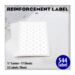 Bazic Products 1/4 in. H X 1/4 in. W Round White Reinforcement Label 544 pk