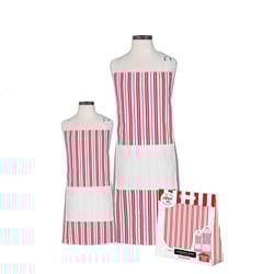Handstand Kitchen 1 pocket Red and White Cotton Classic Striped Apron Set