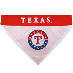 Pets First Red/White Texas Rangers Cotton/Nylon Dog Collar Bandana Small/Medium