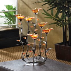 Gallery of Light 24.25 in. H X 10 in. L Orange Calla Lily Glass/Iron Decorative Candle Holder