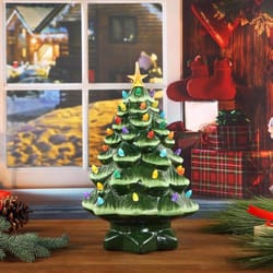 Mr. Christmas LED Green Nostalgic Ceramic Christmas Tree 14 in.