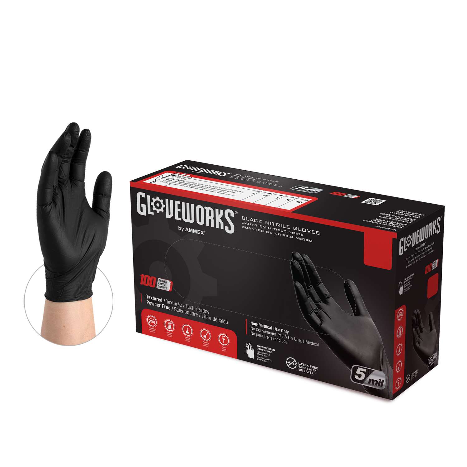 Gloveworks Nitrile Disposable Gloves XLarge Black Powder Free 100 pk Ace Hardware
