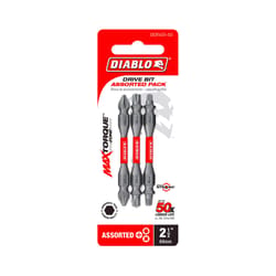 Diablo Phillips/Square/Torx 2-1/2 in. L Double-Ended Screwdriver Bit Set Black Oxide 3 pc