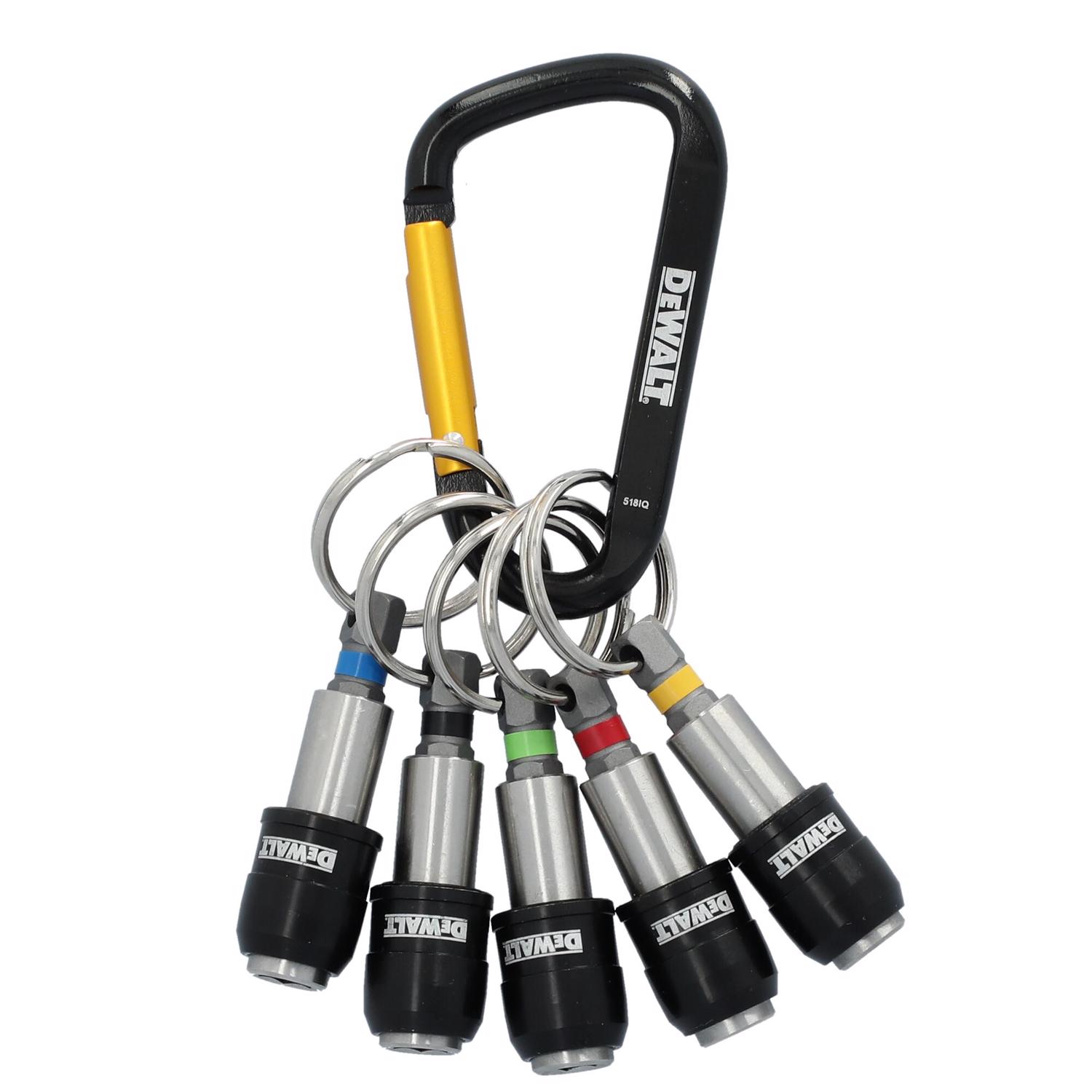 DeWalt 1 in. Hardened Alloy Steel Key Ring Magnetic Bit Holder 1/4 in. Hex Shank 5 pc