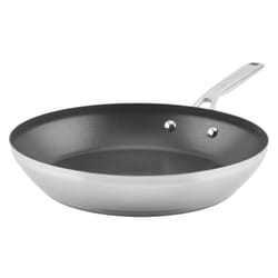 KitchenAid Brushed Stainless Steel Skillet 12 in. Black/Silver