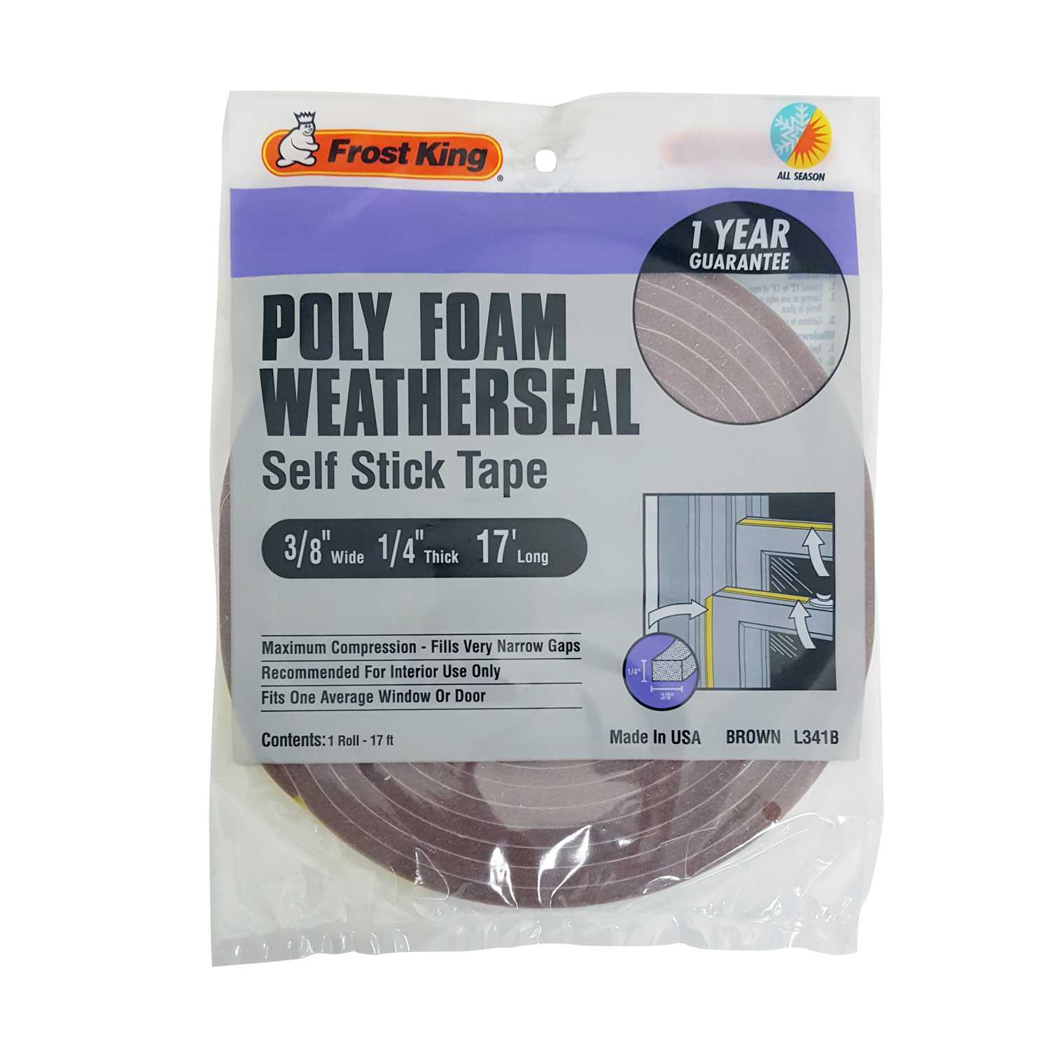 Frost King Brown Poly Foam Weather Seal For Doors And Windows 17