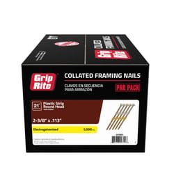 Grip-Rite 2-3/8 in. L X 12 Ga. Angled Strip Electro Galvanized Framing Nails 21 deg 5000 pk