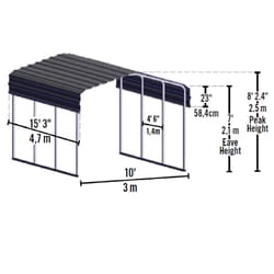 ShelterLogic Ultra Max Steel Arrow Carport Canopy 7 ft. H X 10 ft. W X 15 ft. L