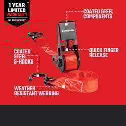 Craftsman We Build Pride 1 in. W X 10 ft. L Red Ratchet Strap 300 lb 4 pk