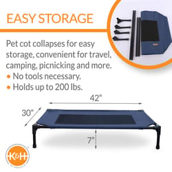 K&H Pet Prodcuts Navy Elevated Pet Bed 7 in. H X 30 in. W X 42 in. L