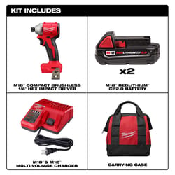 Milwaukee M18 Compact Cordless Brushless 1 Tool Impact Driver Kit