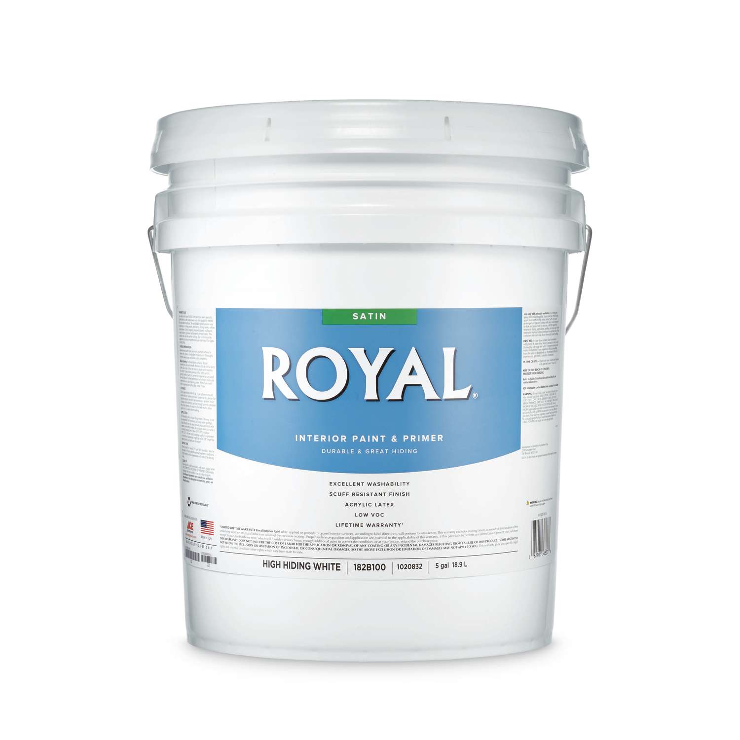 Royal Satin High Hiding White Acrylic Latex Paint and Primer Indoor 5